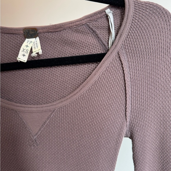 Free People Purple Long Sleeve Top with Patterned Cuffs - Picture 2 of 6